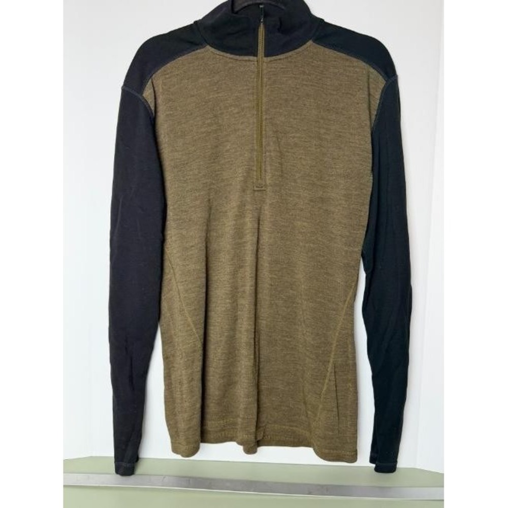 Smartwool Merino Wool 3/4 Zip Pullover Mens XL Two Toned Mock Neck Trail Base